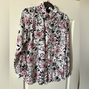Ann Taylor Pink & White Floral Women's Polyester Blouse Size Small